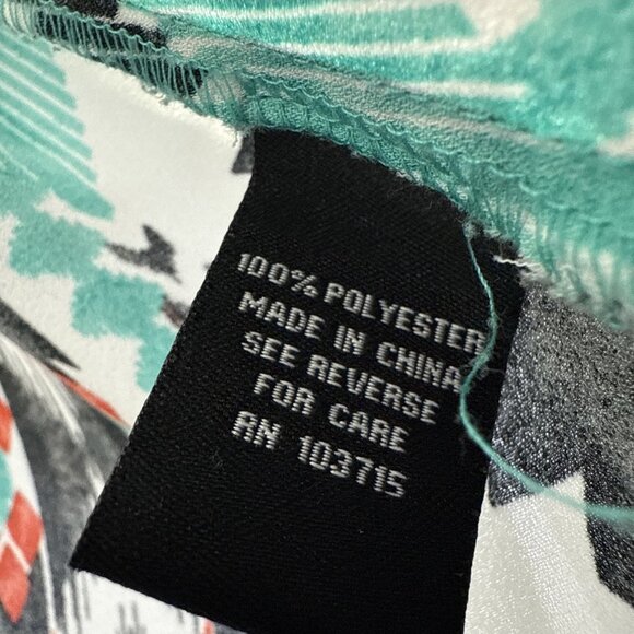 Zac & Rachel Women's Top Size XL Black Orange Aztec Roll Tab Sleeves Tie Front - Picture 6 of 8